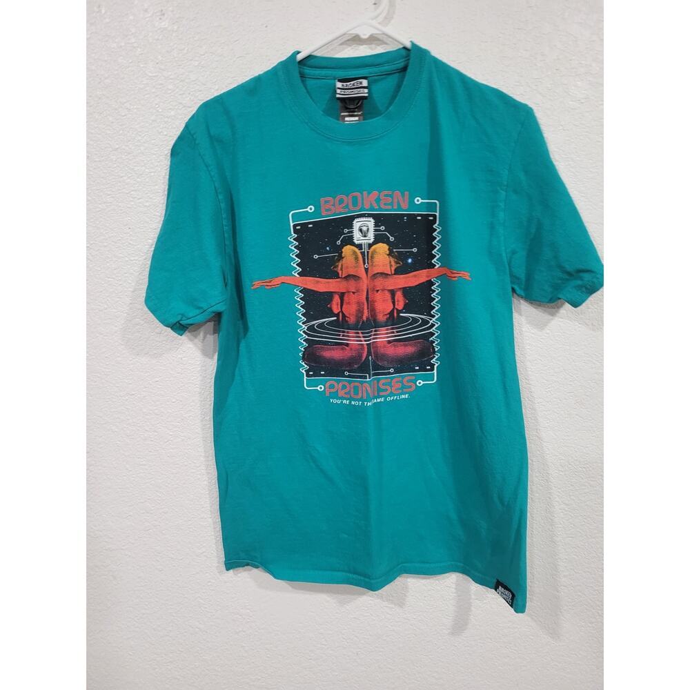 Broken‎ Promises Men's Tee T-Shirt Size Medium Teal #15